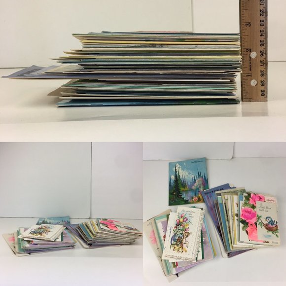 Vtg Lot 93 USED Get Well Greeting Cards Postcards Mix Scrapbooking Art Upcycle - Picture 3 of 10